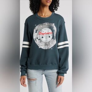 NWT Daydreamer Disco Ball Varsity Cotton Graphic Sweatshirt- Vintage Black- S